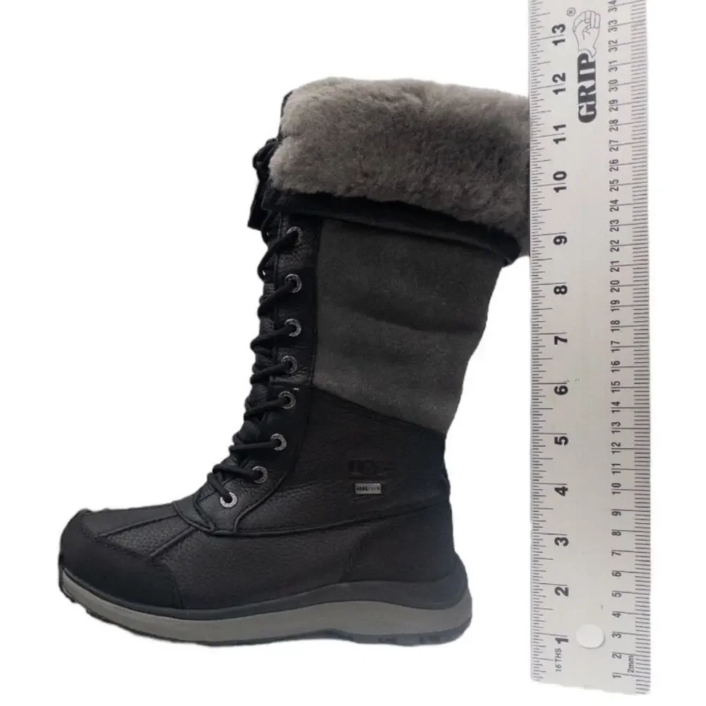 Authentic Ugg Adirondack III Tall Boot Black Gray Womens Waterproof Winter Snow